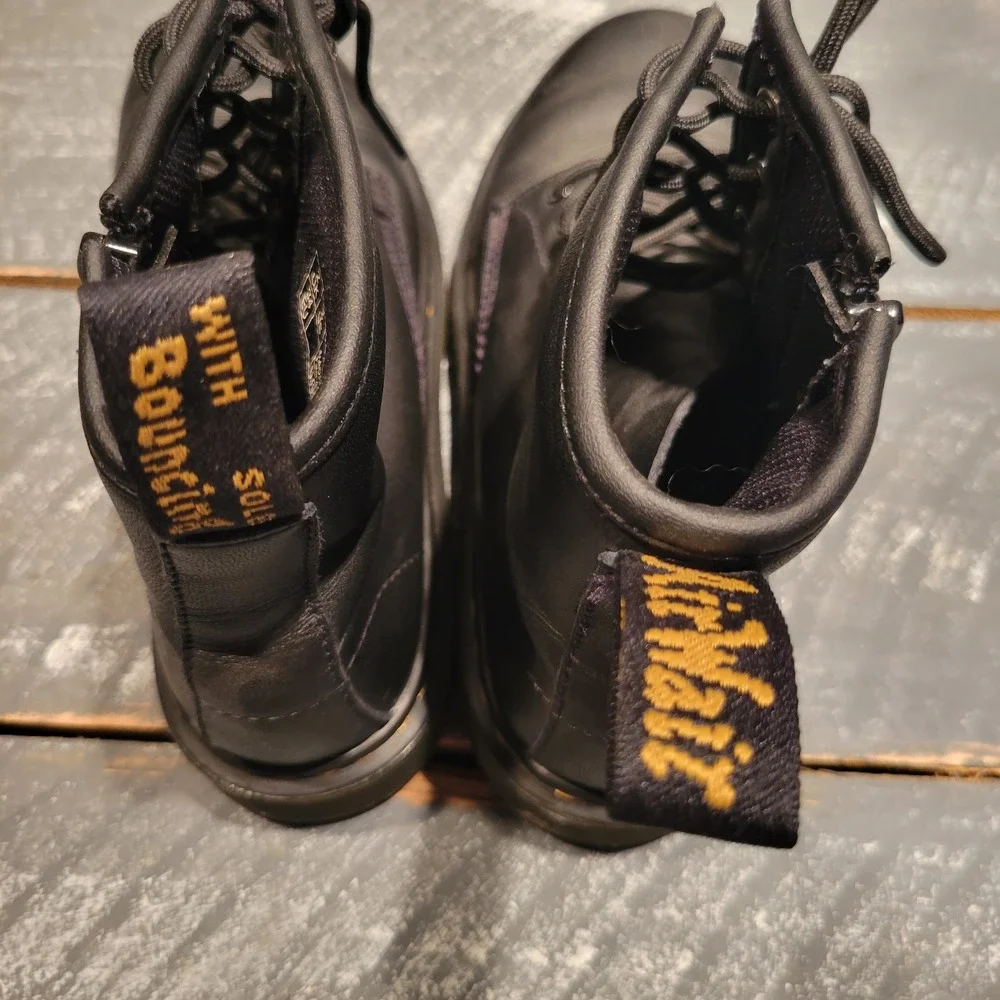 Dr. Martens 1460 J Boots Kids US 3 Black Leather 8 Eye Side Zip Combat